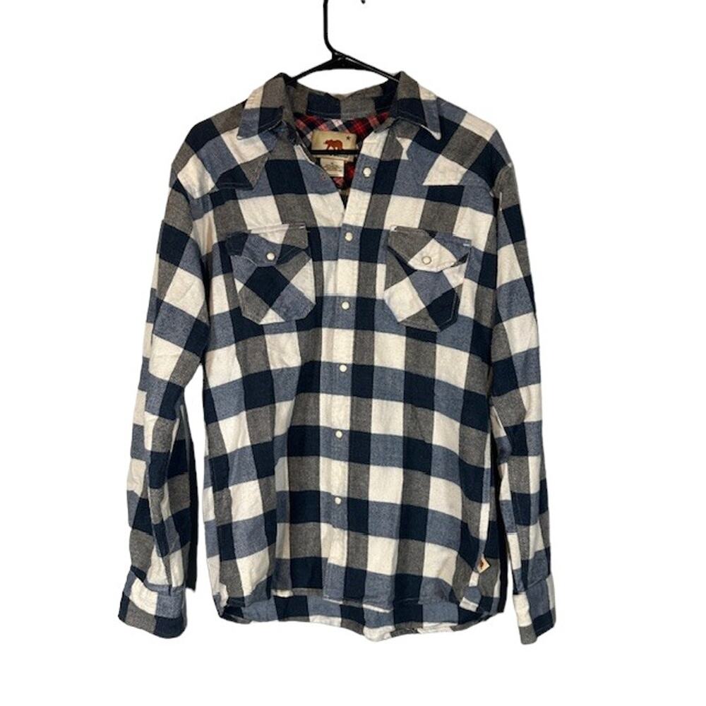 Dakota Grizzly Blue & White Plaid Long Sleeve Button Down Shirt Men Sz M